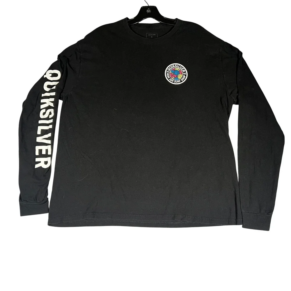 Quiksilver Ron Jon Surf Shop Long Sleeve T-Shirt Mens XL Black‎ Premium Fit Logo